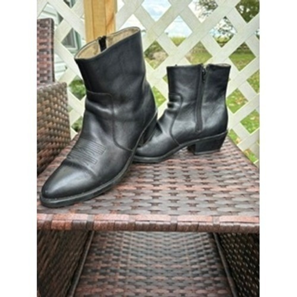 Durango Black Leather Western Ankle Boots Side Zip Pointed Toe Mens 9 D